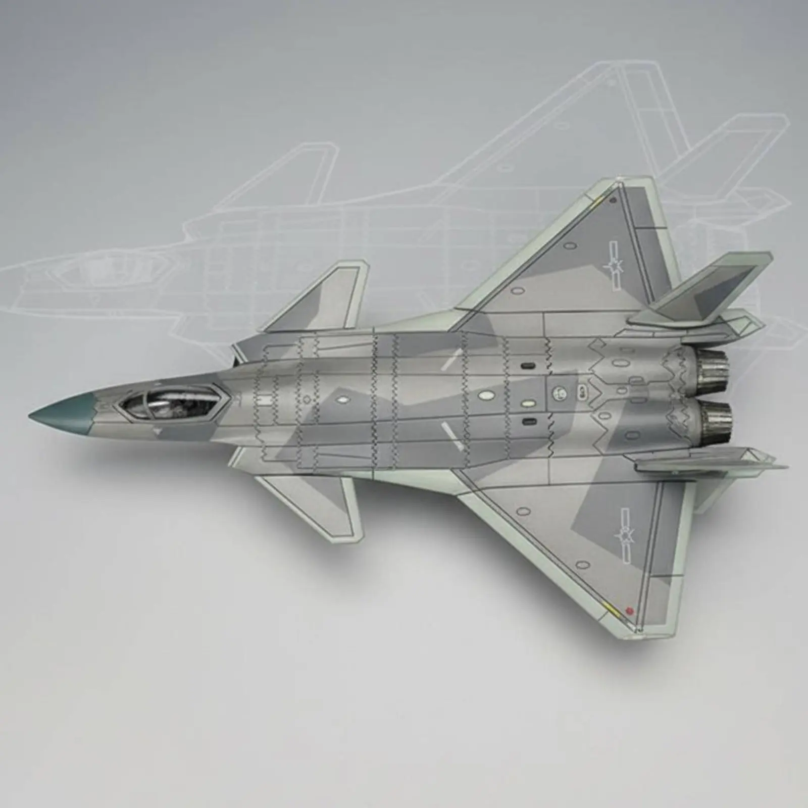 J-20 Fighter Jet Model Detailed model/72 Scale Low-Observable Fighter Pre-Colored Jet Model Opening Armament Bay for Display