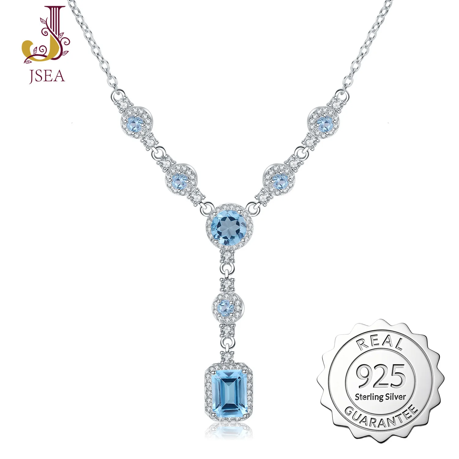 

Natural Gemstone Necklace - S925 Silver Inlaid Natural Topaz Pendant Necklace Jewelry