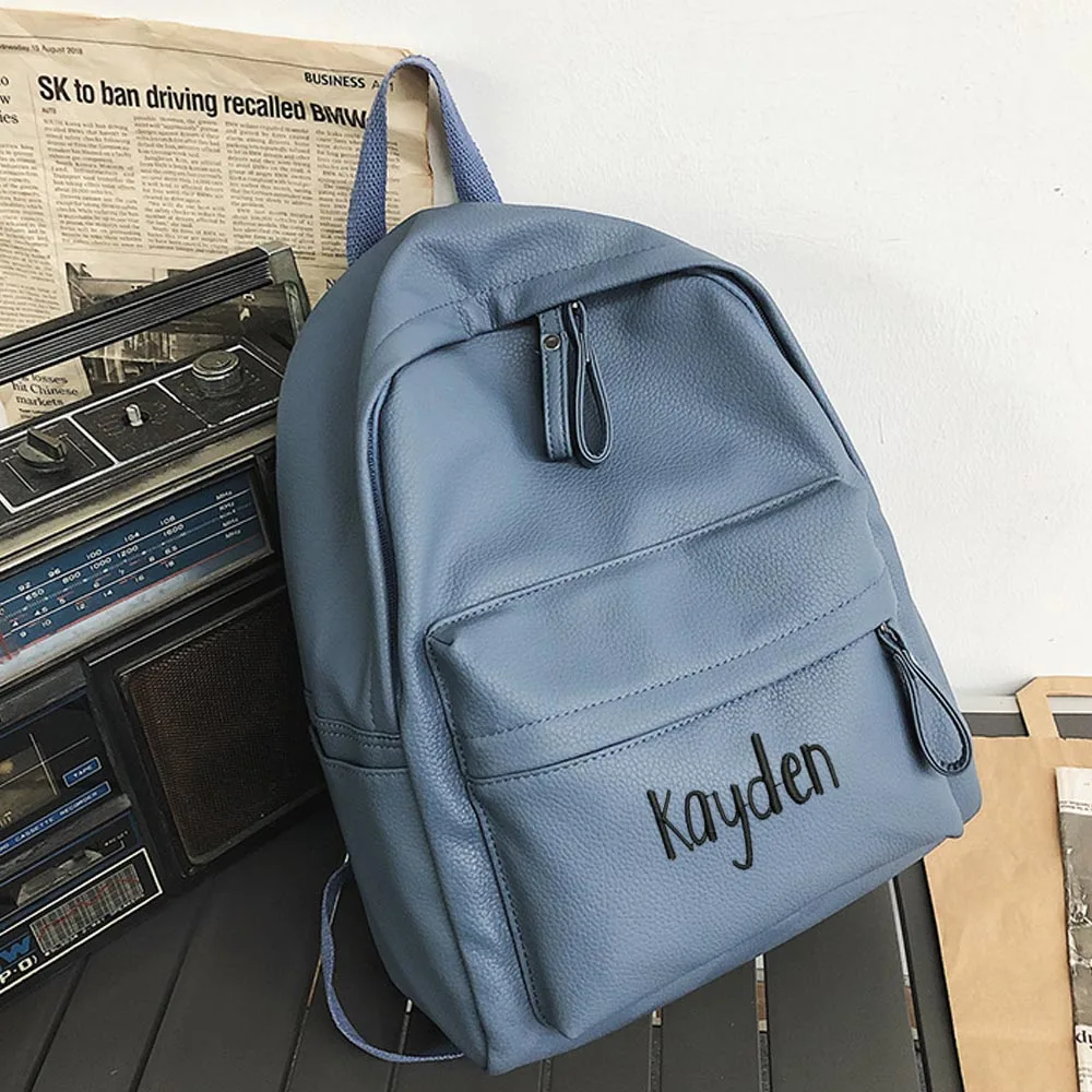 Personalized Embroidery Simple And Versatile Campus Backpack Suitable For High School University, And Junior High School Studens