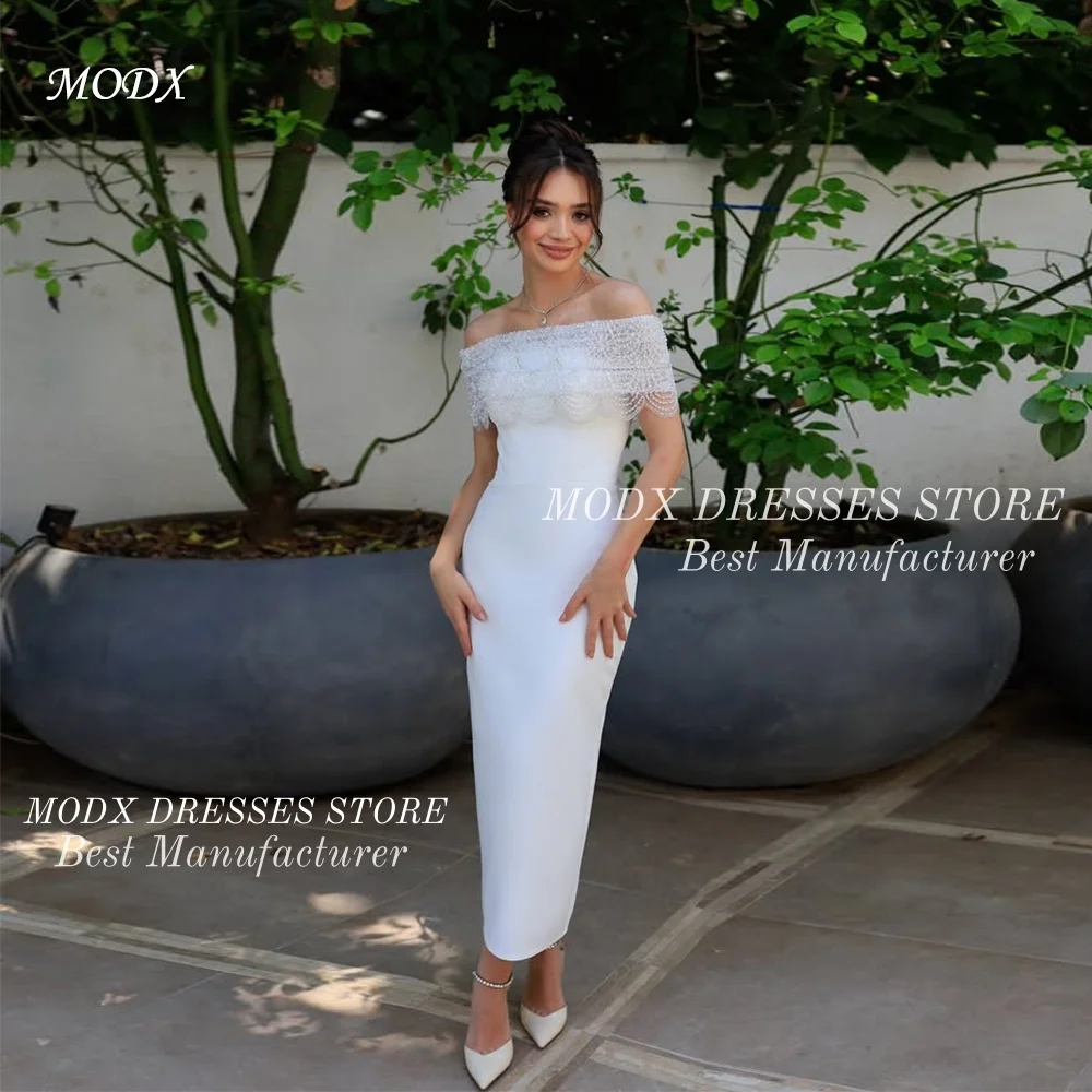 MODX 2026 فساتين زفاف أنيقة من الدانتيل مكشوفة الأكتاف فستان زفاف غمد لالتقاط الصور Vestidos Novias Boda للنساء حسب الطلب