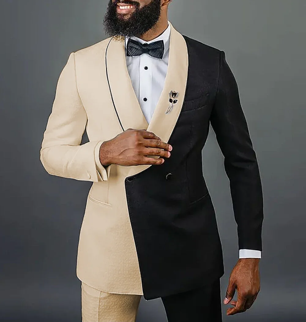 

Fashion Costume Floral Double Breasted Men Prom Suits Shawl Lapel Wedding Tuxedo For Men 2 Pieces Best Man Blazer Pant