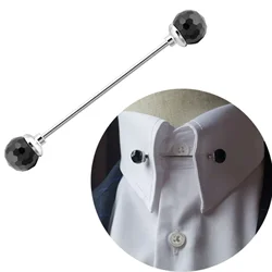 Fashion Collar Pin Trendy Men's Shirt Round Multi-faceted Ball Hole Collars Pins Business Accessories Gift Can Unscrew