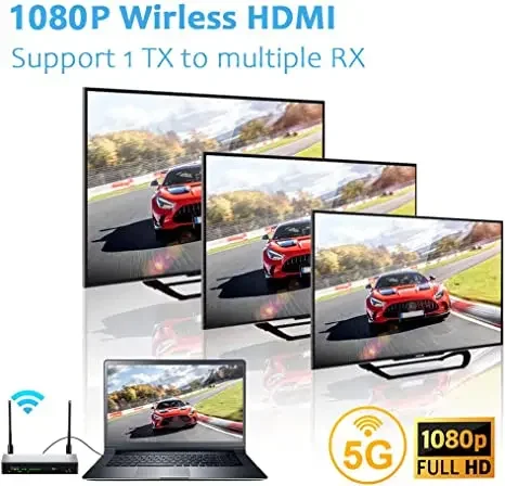 SIBOLAN-transmisor y receptor de vídeo HD inalámbrico, caja de transferencia de gráficos de vídeo, RAM, 1Gbit, 200 metros, compatible con 1080P @ 60hz