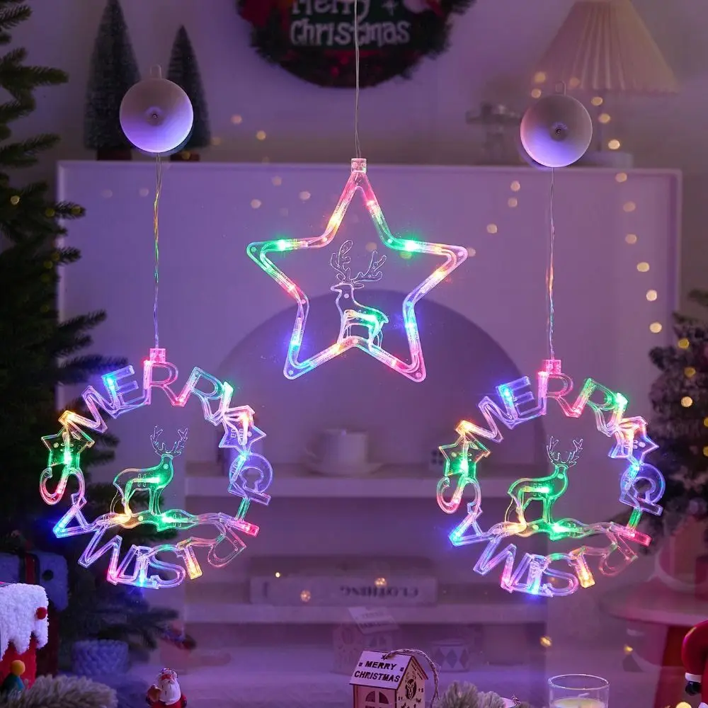 Battery-Operated Christmas Suction Cup Light Hanging Design LED Illumination Suction Cup Decorative Lamp Santa Figure Design
