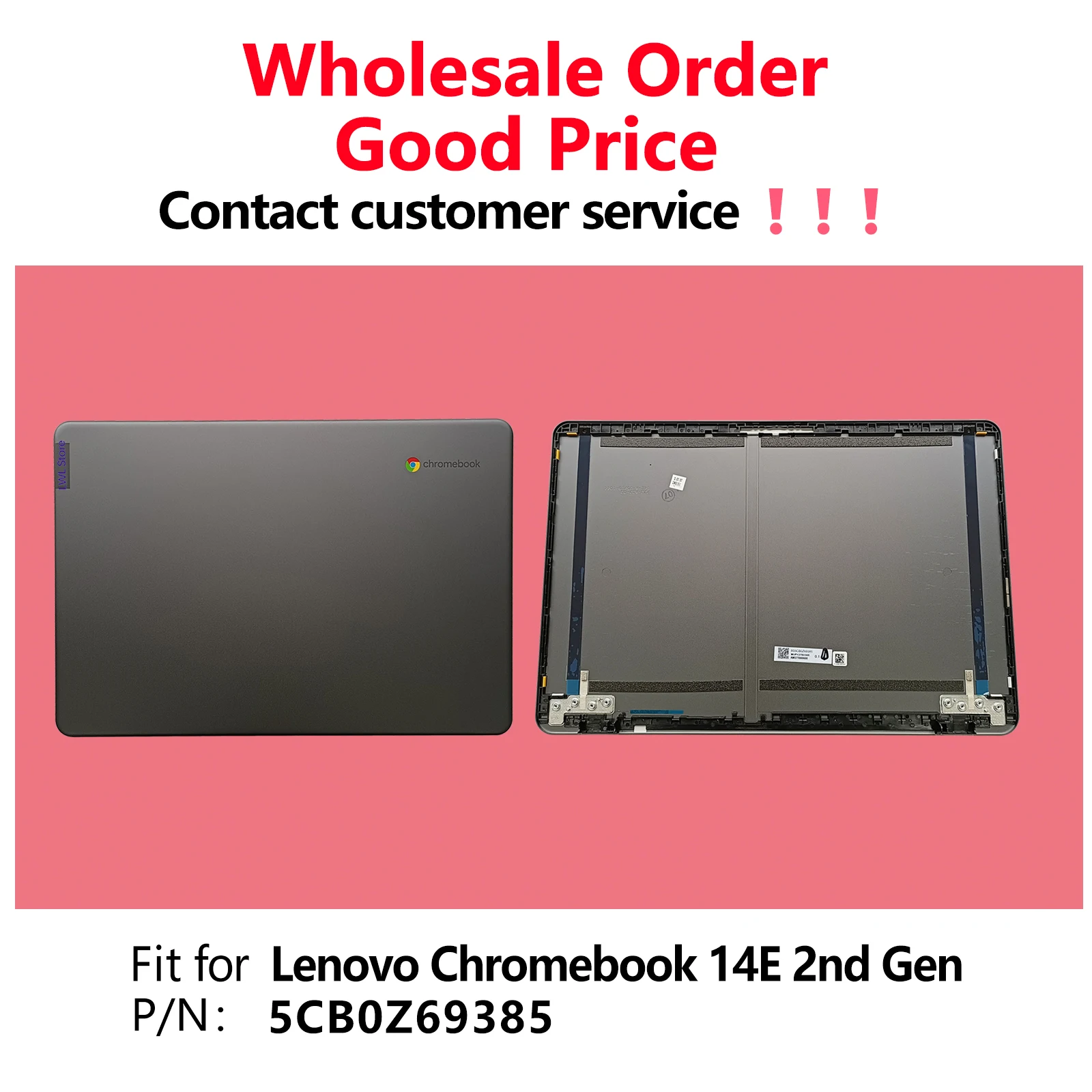 LWL NEW 5CB0Z69385 For Lenovo Chromebook 14E 2nd Generation LCD Back Cover A Case, Case Grey