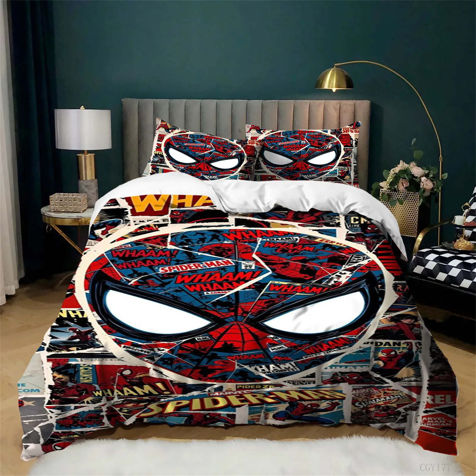 

3pcs Duvet Cover Sp-ider Cool Ma-n Breathable Bedding Set Lightweight Quilt Cover All Season Duvet Cover with Pillowsham