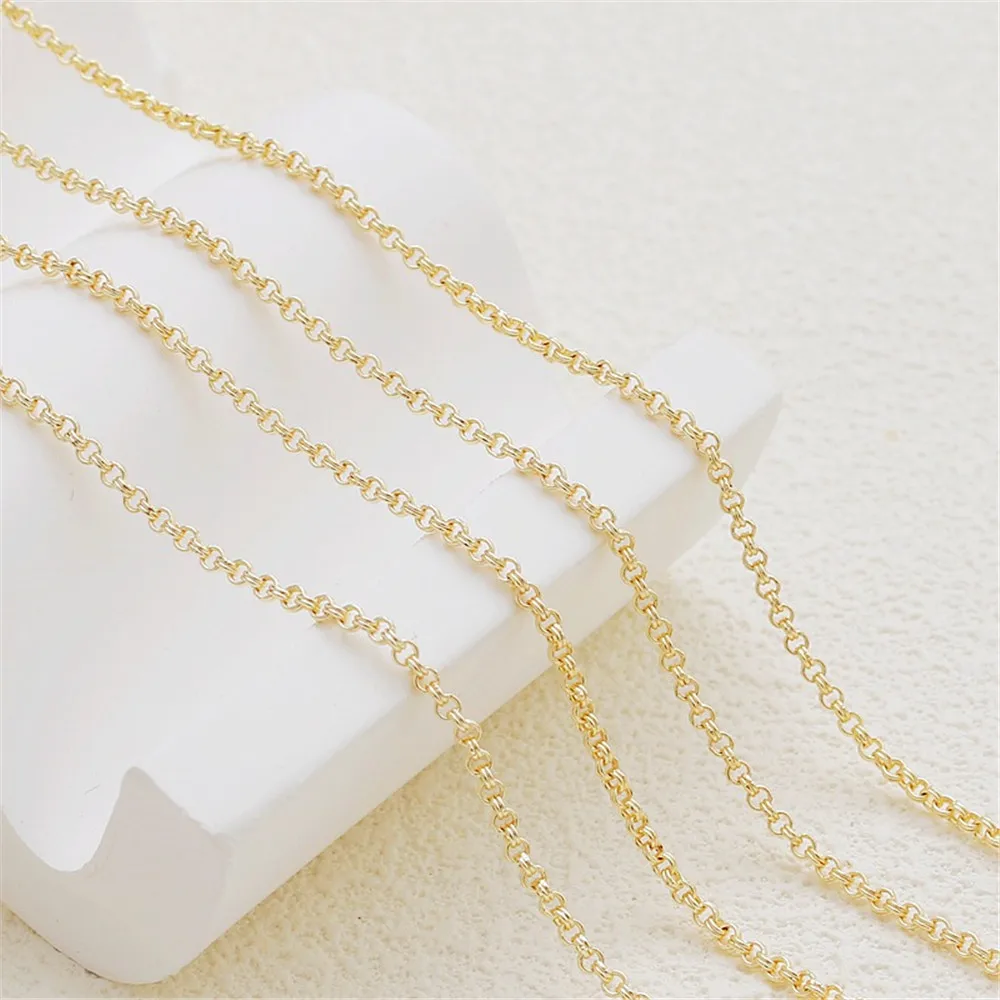 Double-Stranded Round Chain, Double-Layer O-Shaped Chain, Interlocking DIY Loose Chain, 14K Gold-coated Ball, 2mm