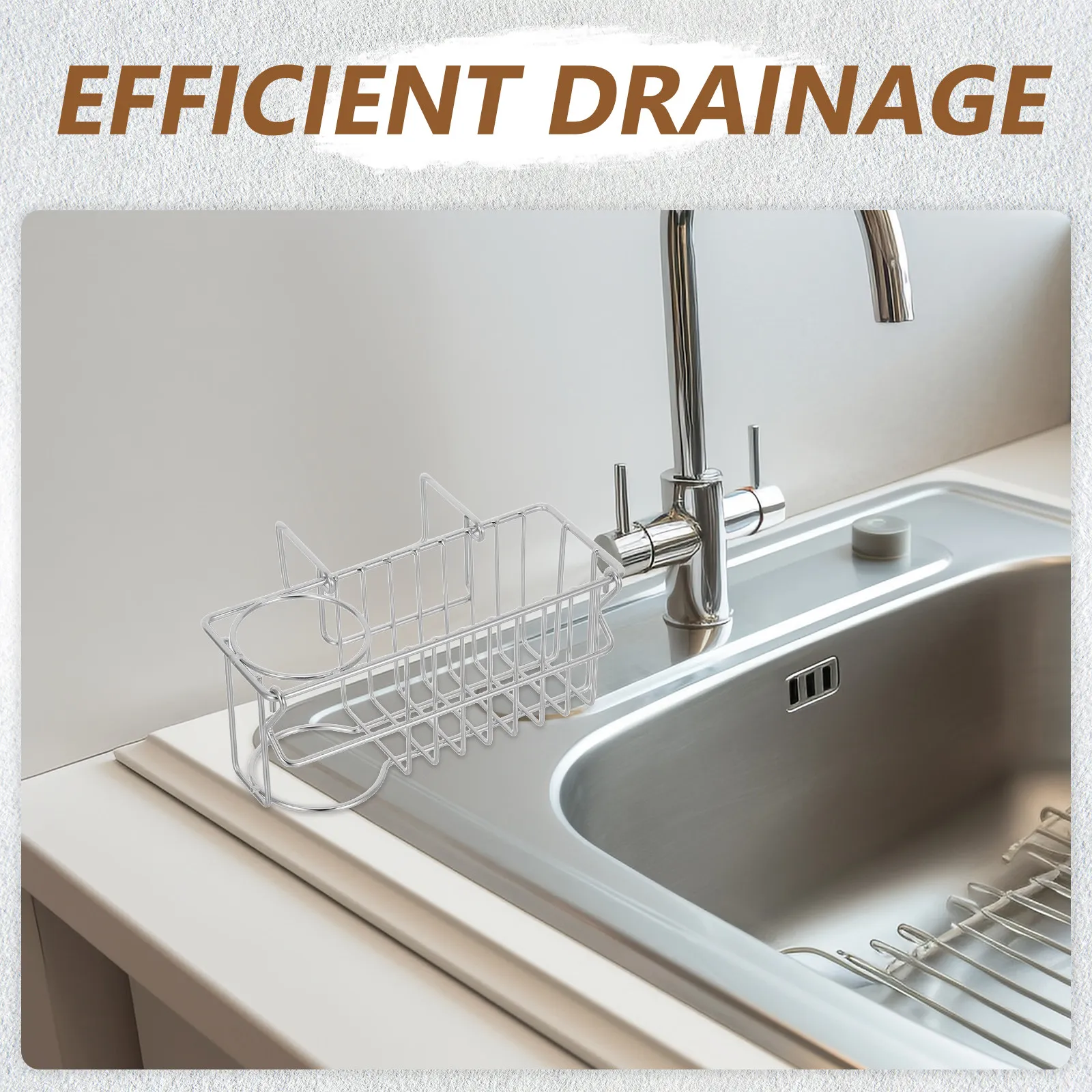 

Kitchen Sink Drainer Basket Stainless Steel Sponge Holder Drainage Rack Hanging Strainer Organizer for Dish Drying and Sponge
