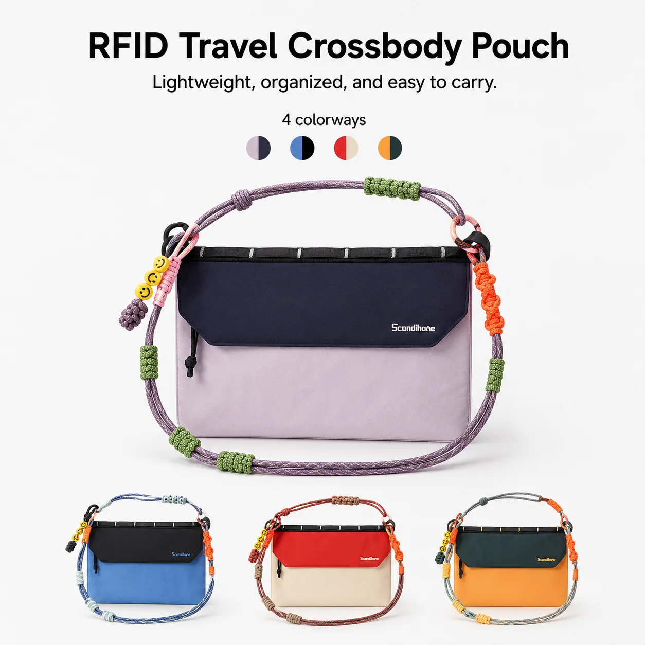 

RFID Blocking Travel Crossbody Bag Waterproof Nylon Passport Holder Wallet Ultralight 145g Shoulder Phone Bag for Women Men