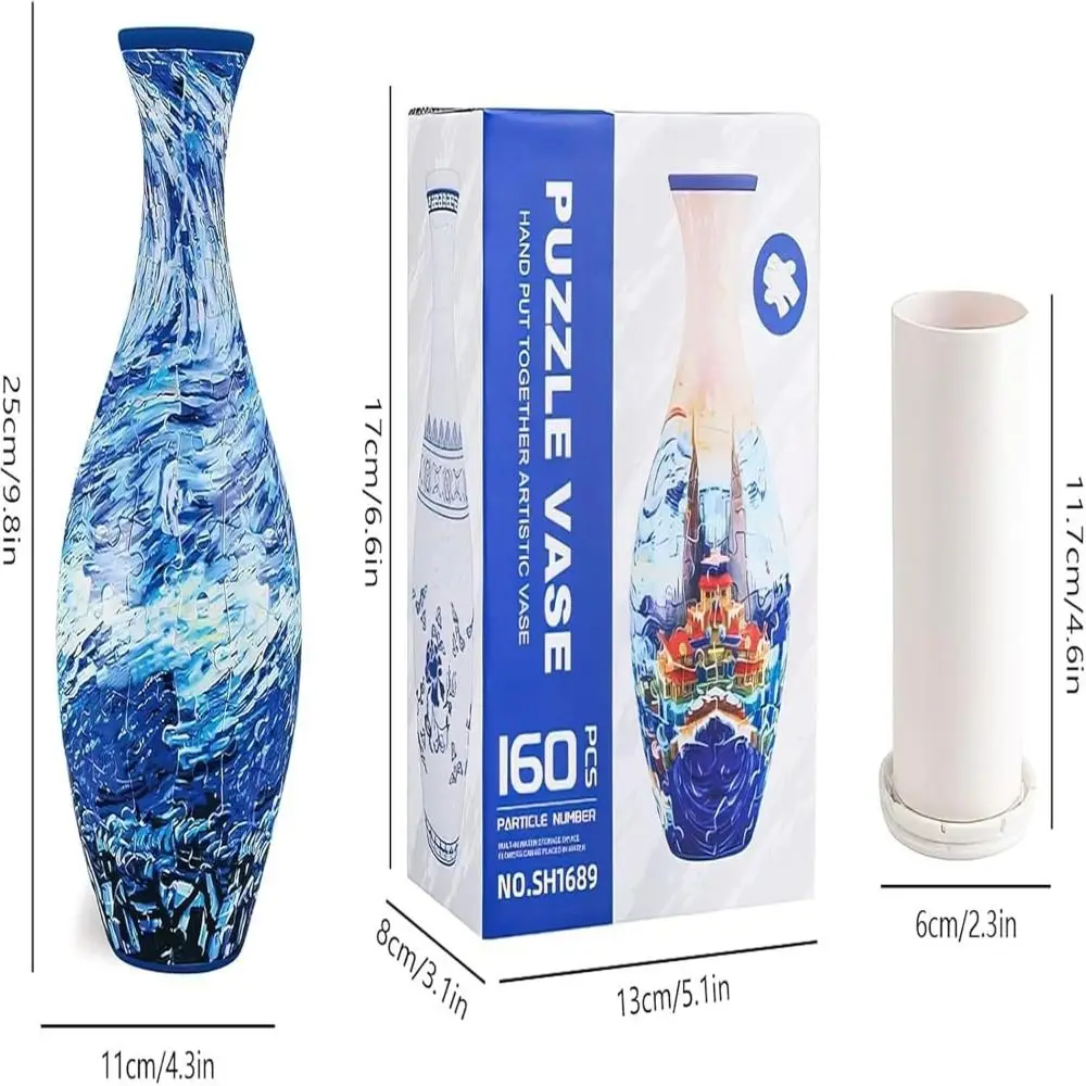 160 Curved Plastic Puzzle 3D Puzzlef Flower Vase DIY Arts Flower Arrangements 3D Art Puzzle Vase Housewarming Gift Puzzle Kit