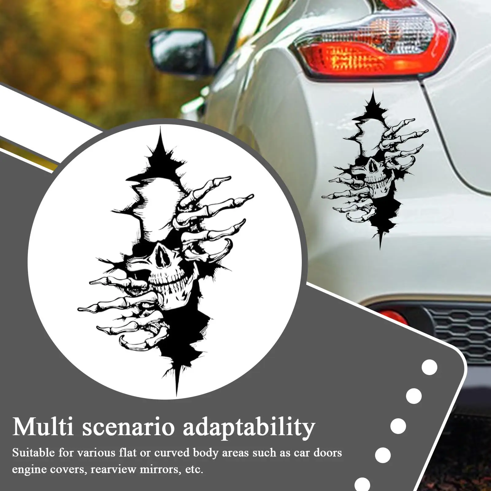 Horror Characters Skull Force Open from Cracked Series Sticker for Car Styling Automobile Window Body Halloween Decal Decoration