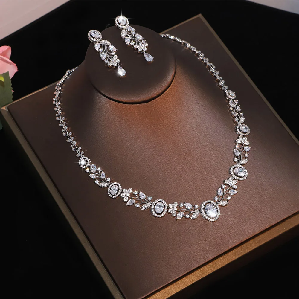 EIRALEE Exquisite cubic zirconia necklace 2PCS high-quality Dubai women's wedding and celebration jewelry