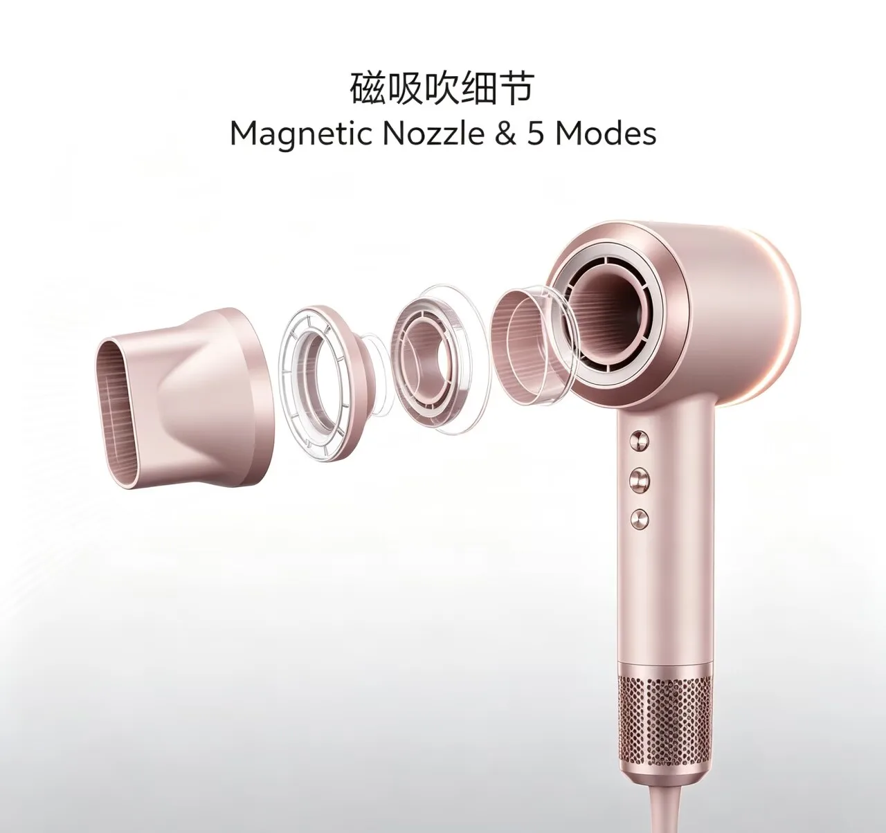 Professional Lightweight BLDC Hair Dryer High Speed Ionic Fast Drying Blow Dryer with 4 Heat Settings and Magnetic Nozzle