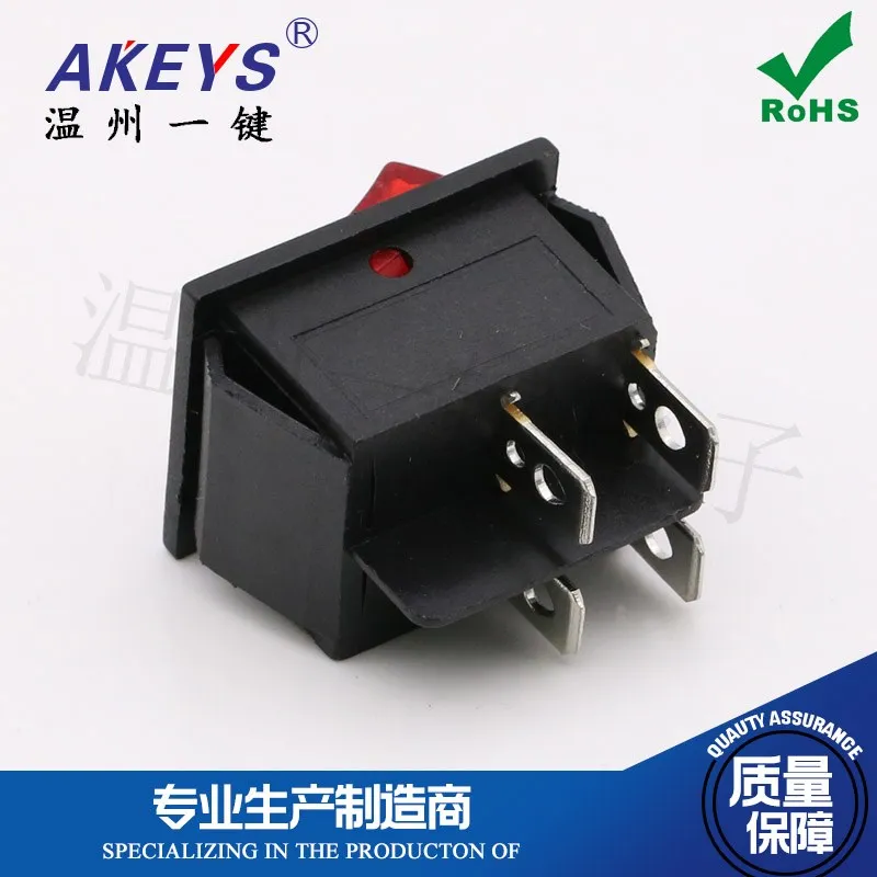 KCD4-201N 24V Red with Light Rocker Switch 25*31mm4 Feet 2 Gear Double Knife Rocker Power Welding Machine