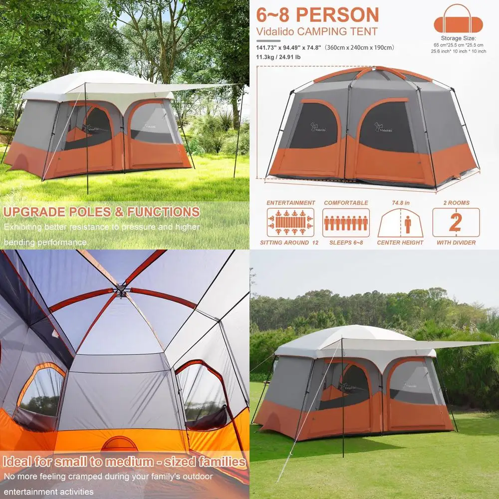 

Всепогодная семейная палатка на 6–8 человек с удлиненной балкой, простая установка для кемпинга, пеших прогулок и походов.