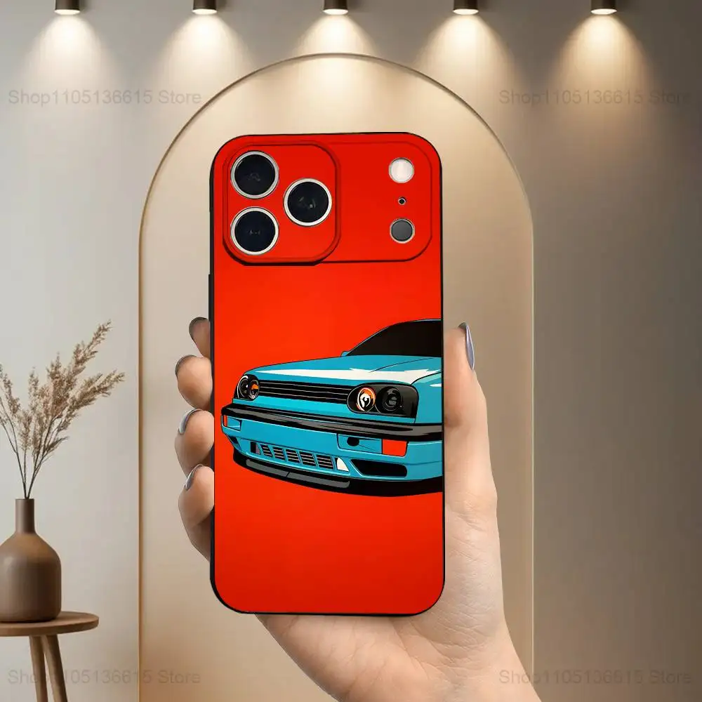 Car V-Volkswagens-Golf Cool  Case For iPhone 17,16,15,14,13,12,11 Plus,Pro Max,XS,X,XR,SE,Mini,8,7,Soft Silicone Black Cover view 2