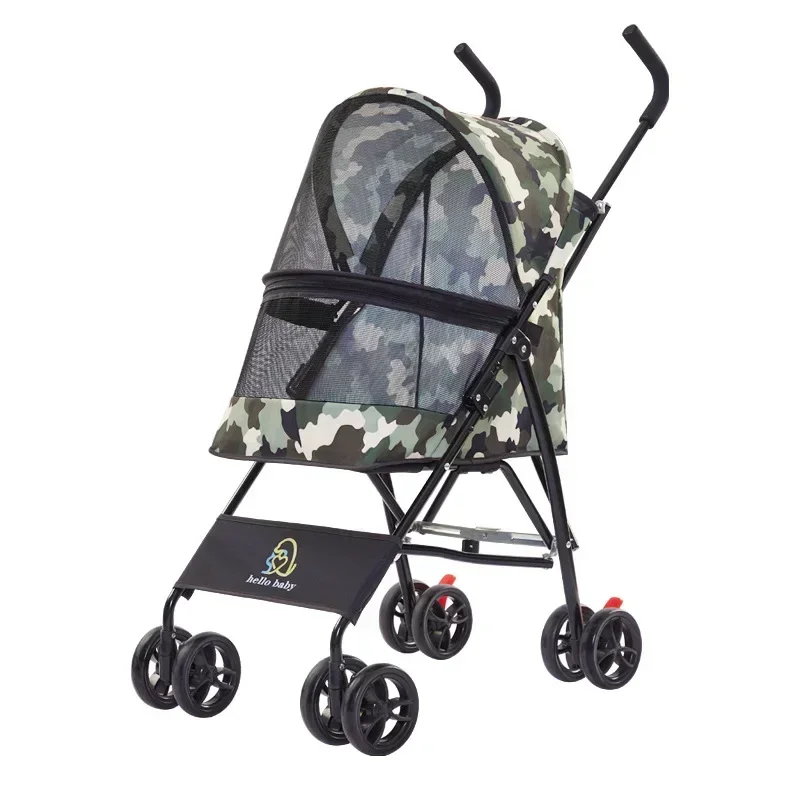 Lightweight Pet Stroller Dog Cat Out Trolley Installation-Free Quick Folding Four-Wheel Portable Pet Cart Dog Accessories