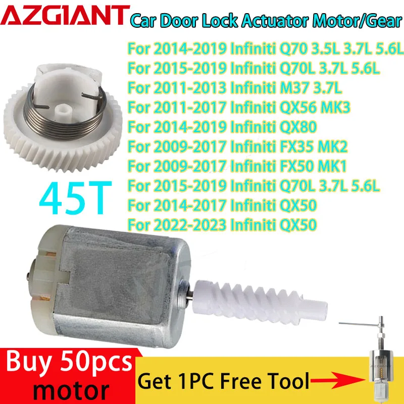

Azgiant Car Power Door Locks actuator Motor Gear for Infiniti QX50/Q70/Q70L/M37/QX56 MK3/QX80/FX35 MK2/FX50 MK1 Interior parts