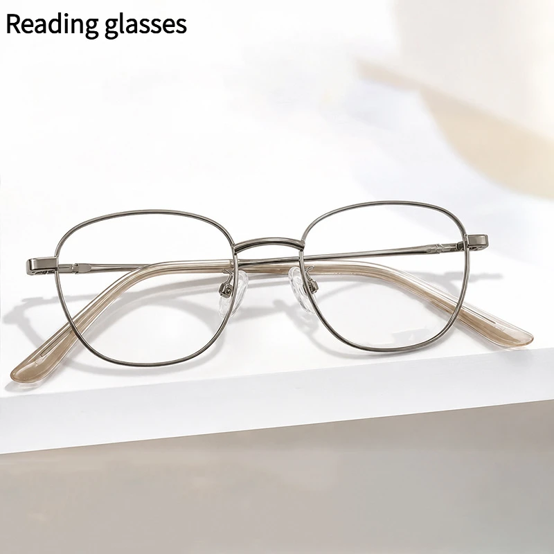 Fashion round frame metal frame Korean edition style women middle-aged and elderly reading glasses