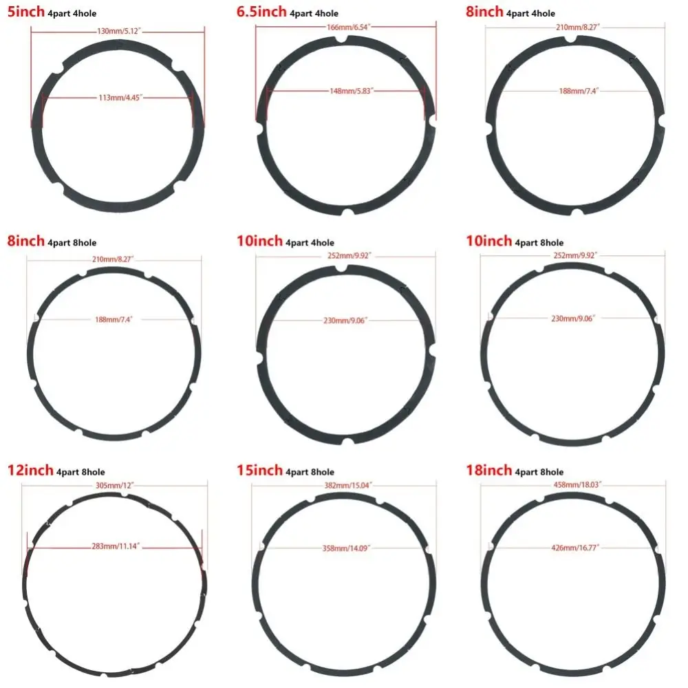 1Pcs 4 Hole 8 Hole Woofer Speaker Foam Pads DIY 4/5/6.5/8/10/12/15/18Inch Speaker Shell Sponge Strip EVA Gasket Ring view 4