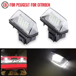 2Pcs Car LED License Number Plate Light For Citroen C3 C4 C5 Berlingo Saxo Xsara Picasso For Peugeot 206 207 306 307 308 5008