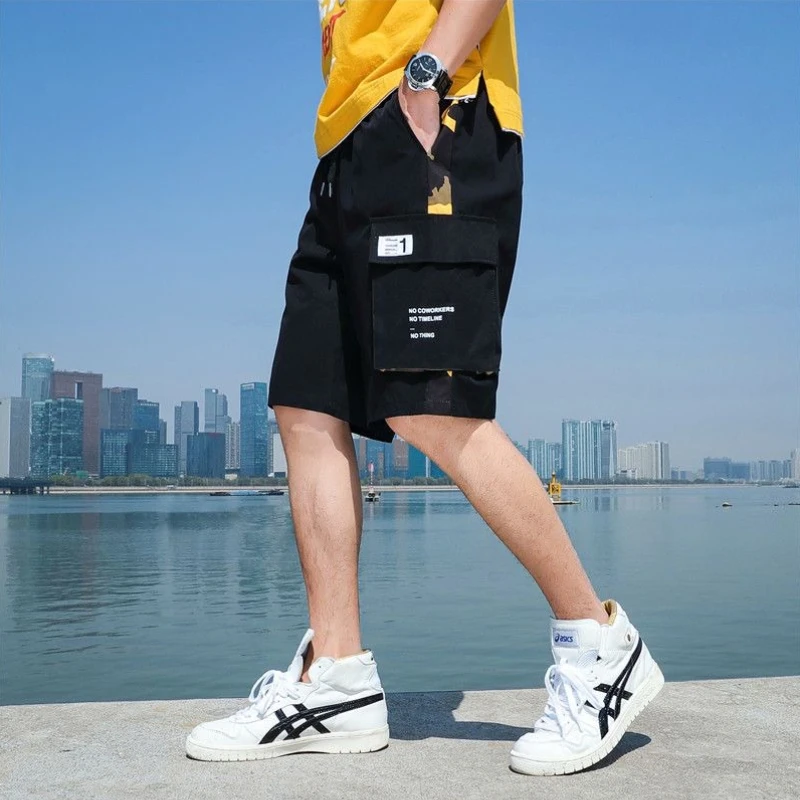 Summer Casual Shorts for Teen Boys 15-18 Years Big Size Multi-Pocket Loose Fit Cargo Knee Length Shorts Men's Baggy Style