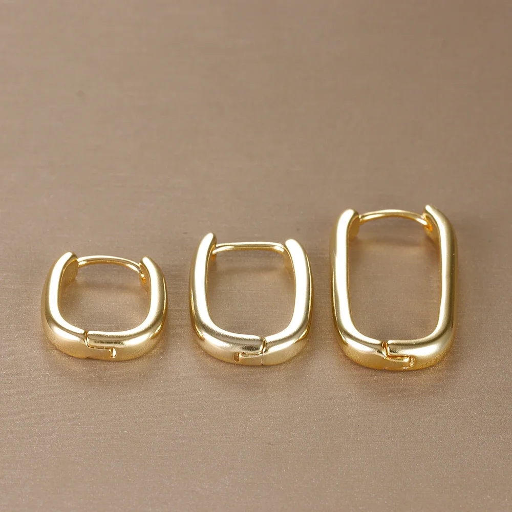 3PCS Vintage Stainless Steel U-Shape Hoop Earrings Set for Women Geometry Circle Square Earring Piercing  Jewelry aretes mujer