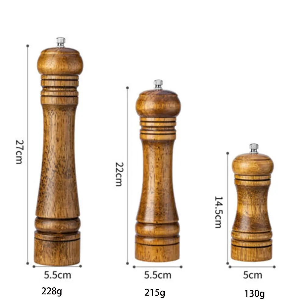 Molinillo de sal y pimienta de madera, herramienta de cocina con Rotor de cerámica, 5, 8 y 10 pulgadas, 1 unidad