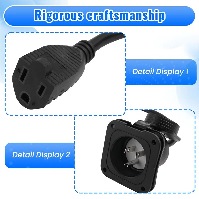 A84E-15 Amp Shore Power Inlet Flanged RV Power Plug 2 Pole 3-Wire Shore Power Plug For Boat For Trailer Boat Van Shed US Plug