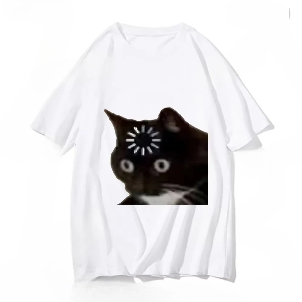 New Arrival Funny Cat Meme Emotion Print T-shirt Kawaii Harajuku Summer Style Fashion Loose Short Sleeve Y2k Women Men Clothes