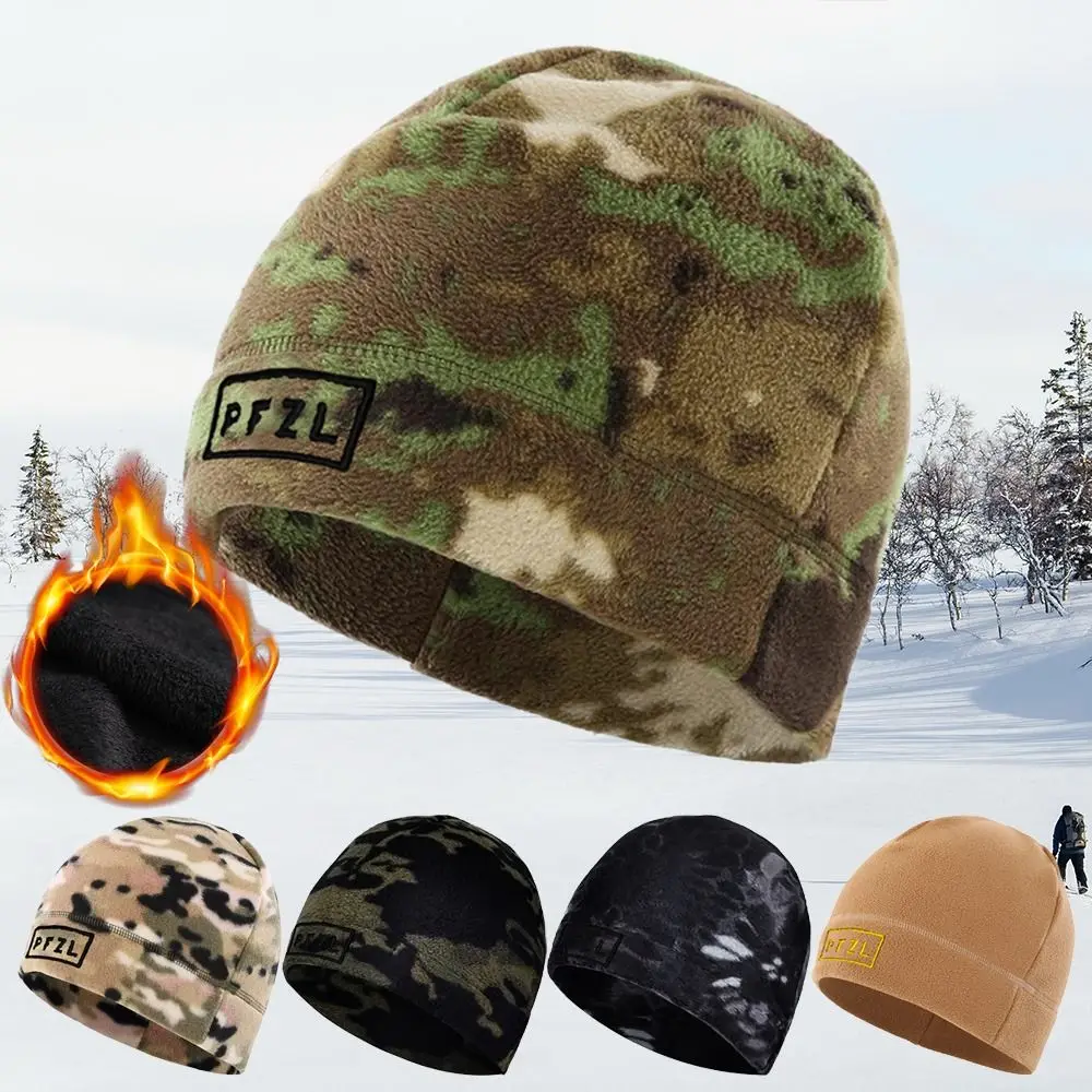 Windproof Warm Fleece Cap Men Women Cuffed Beanies Autumn/Winter Warm Breathable Hats Outdoor Ski Riding Fishing Thermal Hat