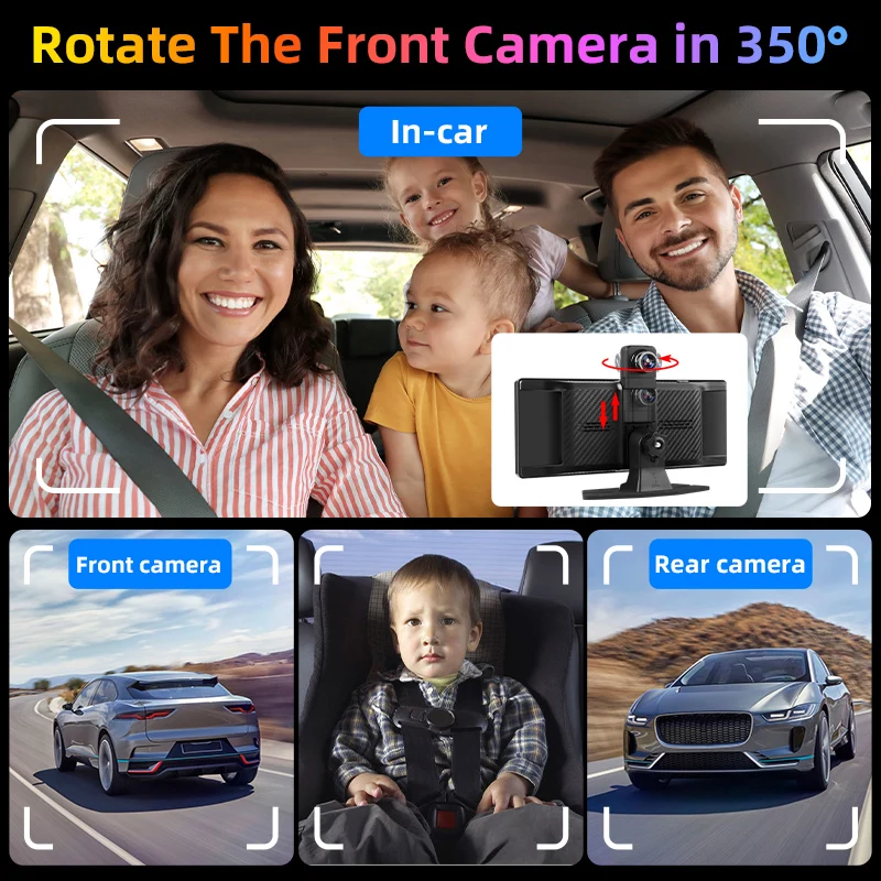 Universal 10.26\'\' 4K 3840*2160 Car DVR Multimedia Wireless Carplay&Android Auto BT AUX Monitor Screen Dashboard GPS Navigation