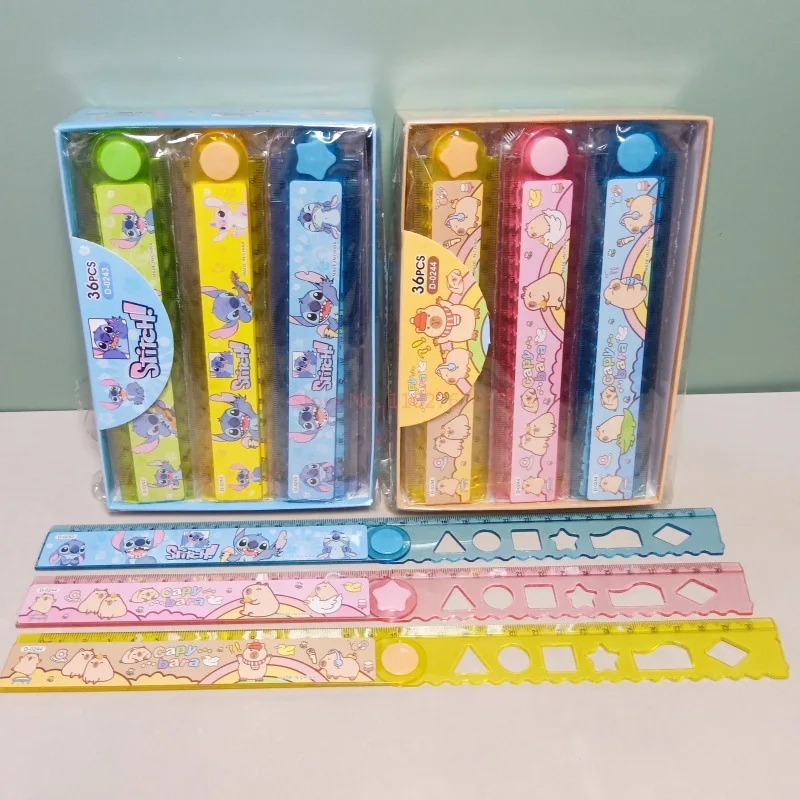 36pcs Disney Stitch 30cm folding ruler cute cartoon Lilo printing drawing plastic ruler student stationery gifts