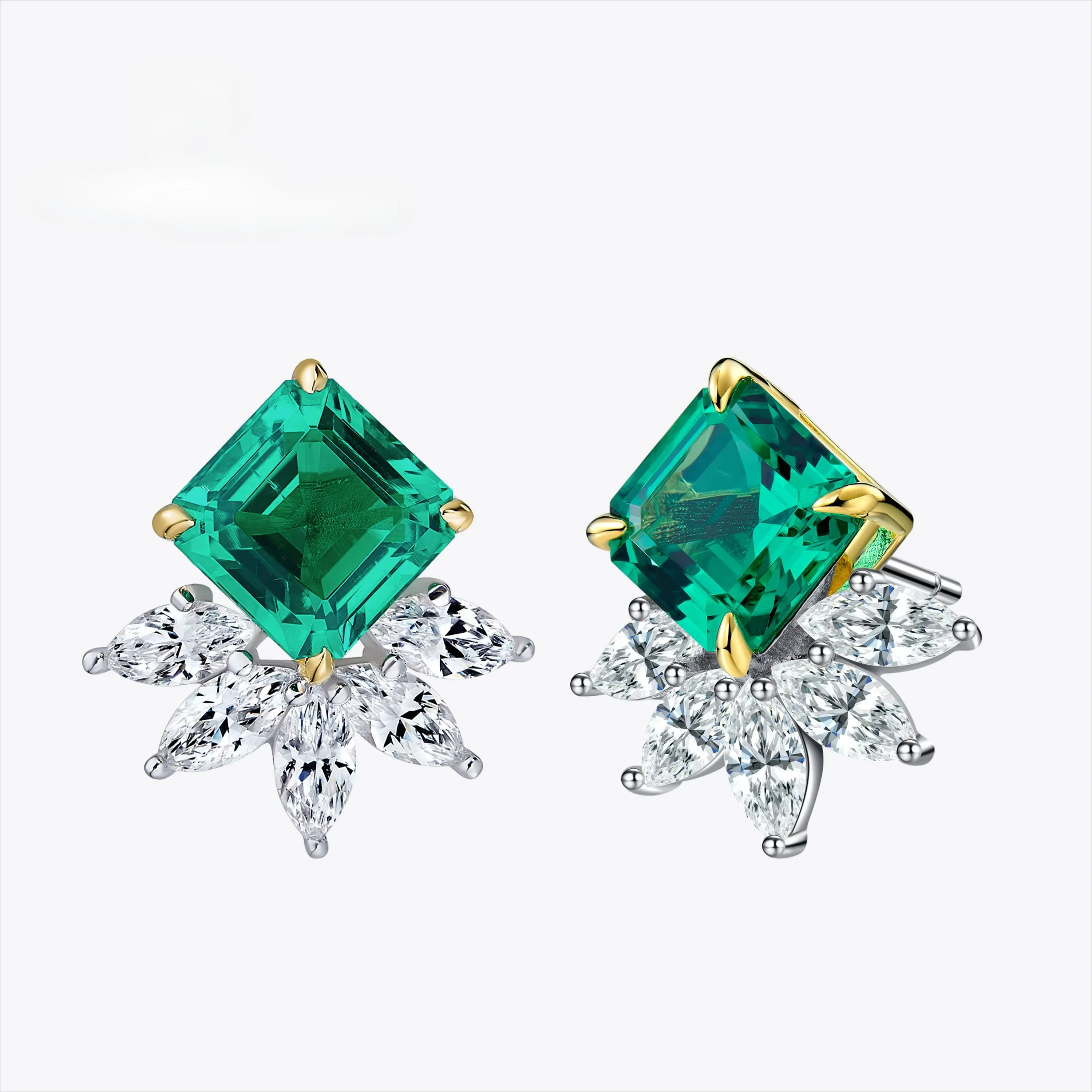 

Роскошные модные ювелирные изделия, серьги-гвоздики с изумрудом в лаборатории, стерлинговое серебро 925 пробы, позолоченные женские ювелирные изделия