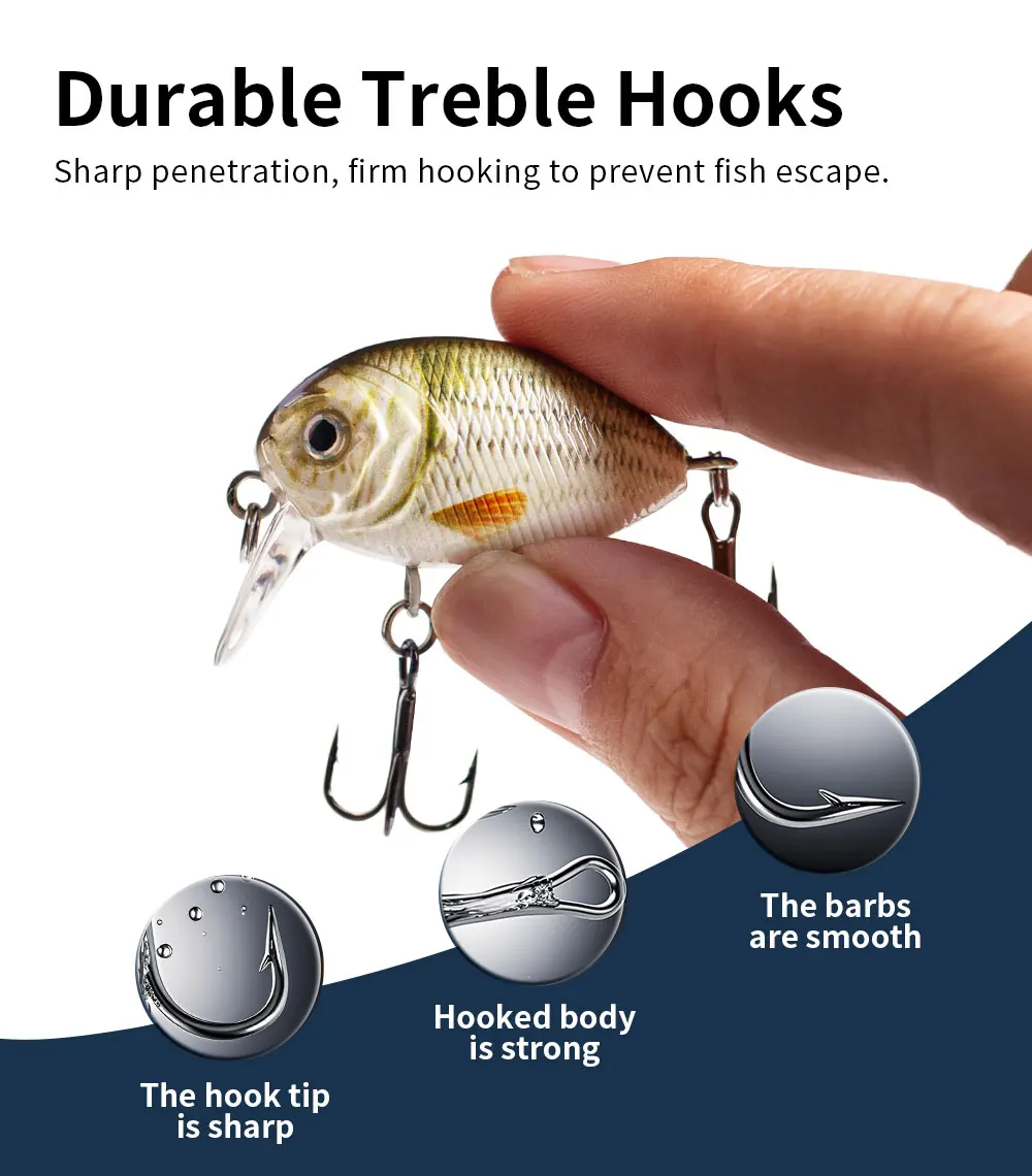 Mini-Crankbait 40mm 4g Schwimmender Micro-Wobbler Geräuscharme Angelköder für Süßwasser Harte Künstliche Minnow-Bass-Köder – Detail 6