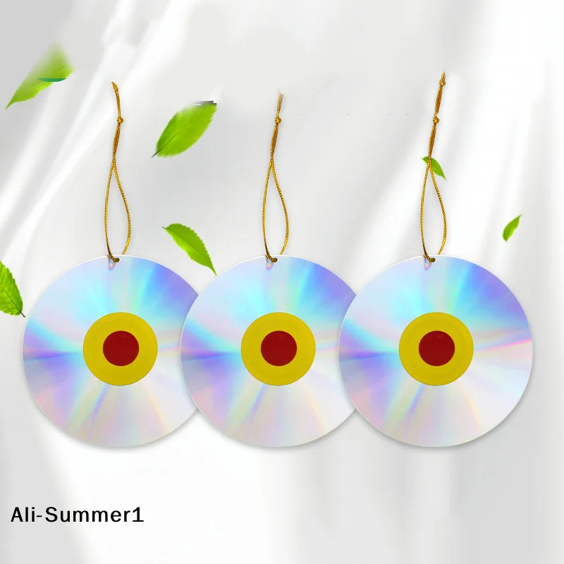 【E】1PCS Double Sided Reflection Reflective Anti CD Bird Repellant with Bells Garden Plant Protector Garden Decoration