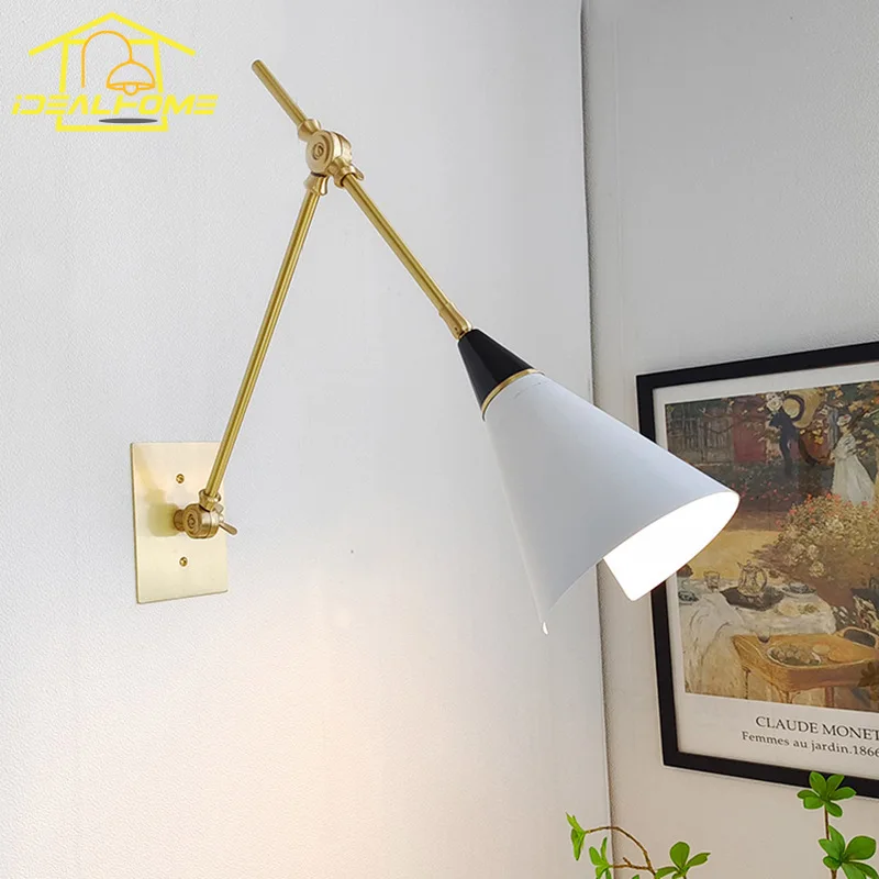 Imagem -02 - Luxo Americano Medieval Calderne Lâmpada de Parede Preto e Ouro Lustre Led Swing Braço Cozinha Ilha Sofás Café