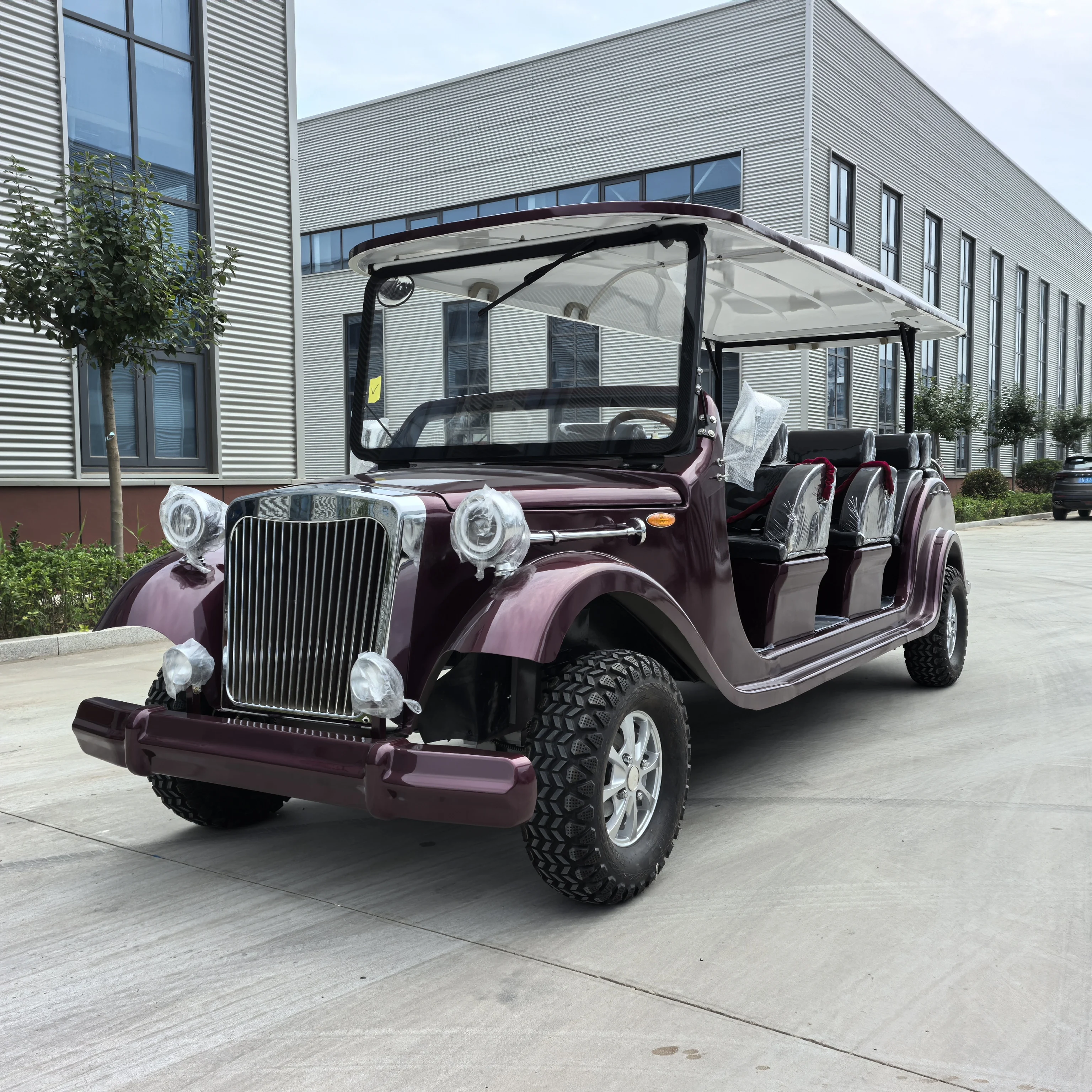 Luxury Classic Electric Retro Amusement Park Tour Bus, 8 Seats, Speed 30-50 km/h, Range 90 km, CE/Eec/Dot Certified