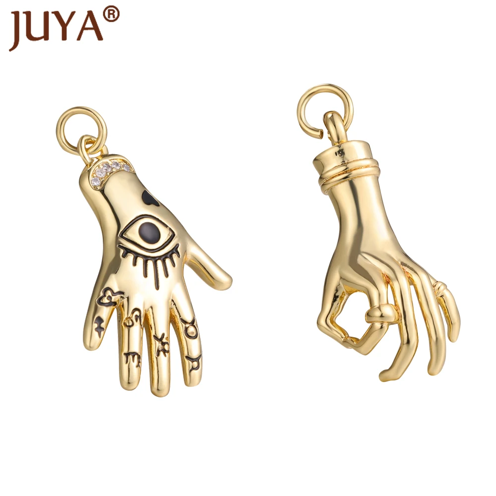 

Punk Evil Eyes Hamsa Charms Pendants Copper Hands Jewelry Accessories For Women DIY Necklace Bracelets Components