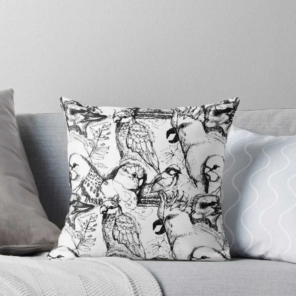 

Australian Native Birds - B&W Throw Pillow Decorative Pillow Covers For Sofa Ornamental Pillow pillowcase