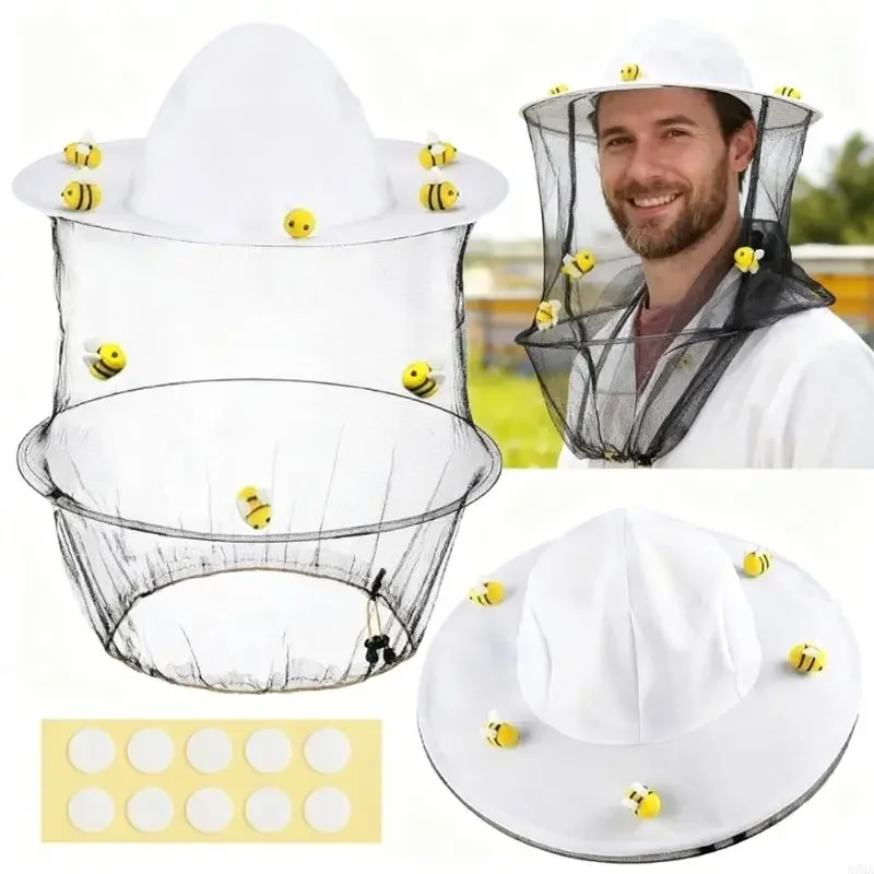 

Beekeeper Costume Set Including 2 Beekeeping hat and Veil, 10 Wool Felt Beekeeping hat, 10 Round Double Sided Tape Helmet Y5GB