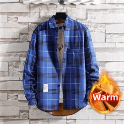 Men's Autumn Winter New Casual Fashion Long Sleeve Plaid Shirt Thick Warm Men's Casual High Quality Soft Large Size Shirt M-3XL