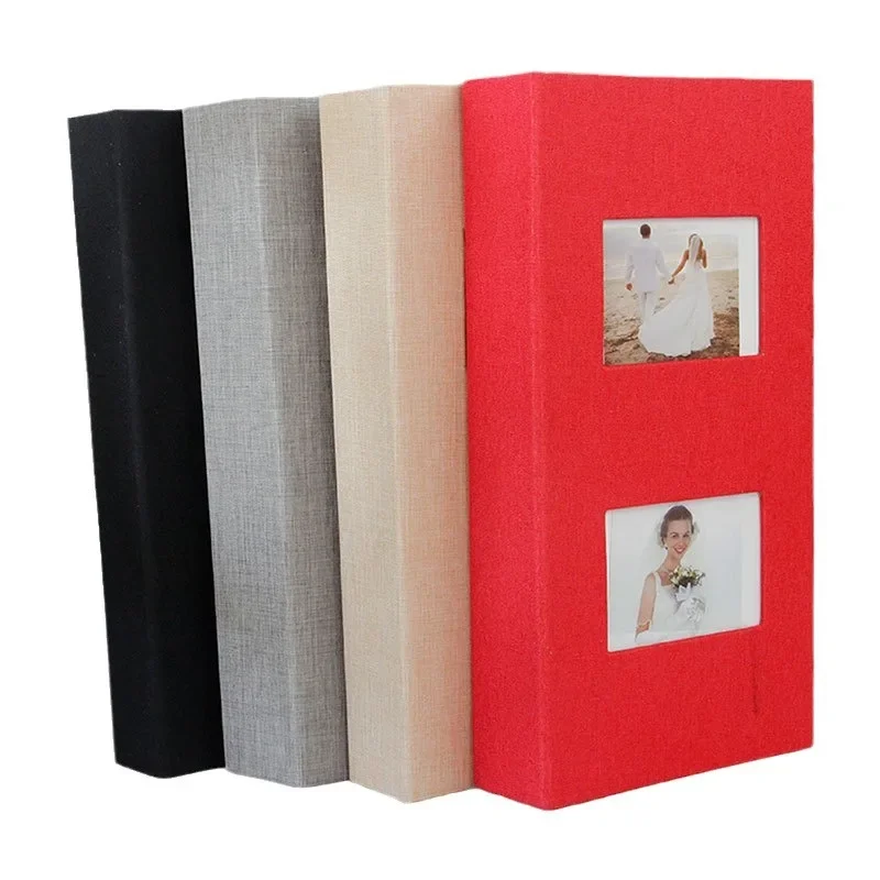 

300pcs Large Capacity Linen Cover Family Albums 6-inch Interleaf Type Photo Album Children Growth Commemorative Book