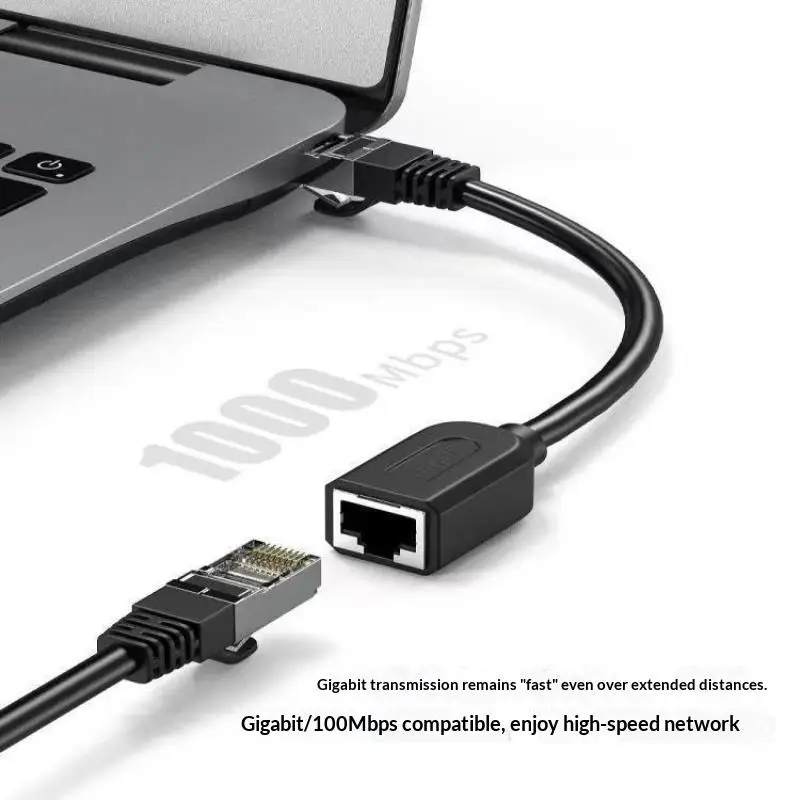 1Pcs 90 Degree CAT6 RJ45 Extension Cable Male to Female Elbow Easy Install for Home Network Cabling Arrangement