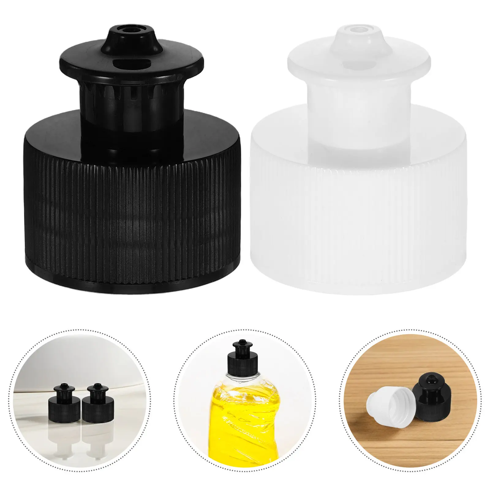 28mm Reusable Push-Pull Bottle Caps – 20pcs Squeeze Dispenser Lids for Shampoo, Soap, Condiments & Water Bottles