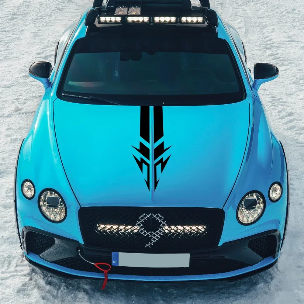 

Наклейка в полоску на капот двигателя автомобиля, креативная модификация автомобиля в стиле стрелки, виниловые наклейки, универсальные аксессуары для декора кузова автогонок