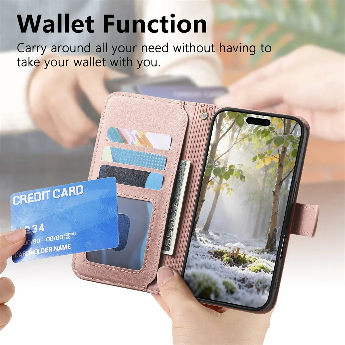 شريط للرسغ حافظة هاتف جلدية لهاتف آيفون اير 17 برو ماكس 16 بلس 15 14 13 12 فتحات بطاقة المحفظة غطاء حماية مقاوم للصدمات #2