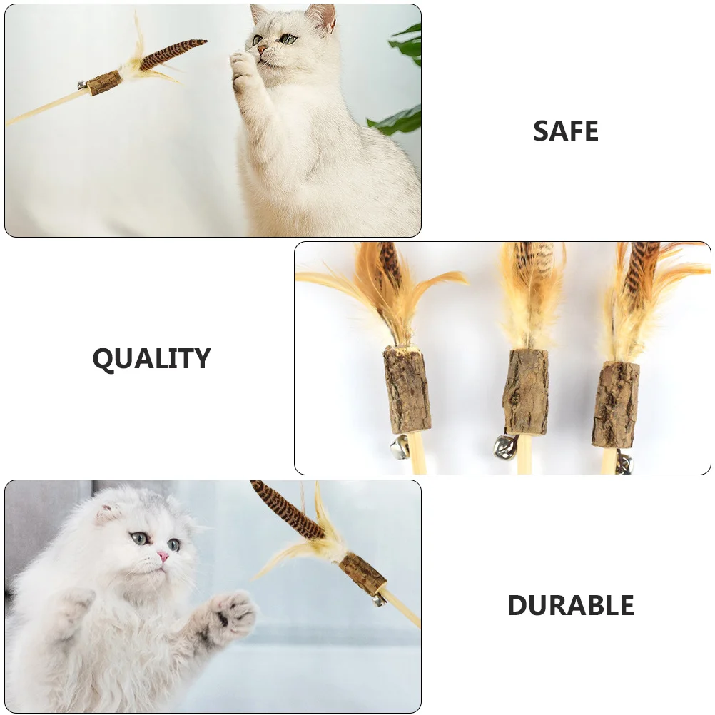 

2Pcs Wooden Cat Teasing Sticks Interactive Cat Playthings Kitten Exercise Relieve Stress Strengthen Relationship Pet Rods