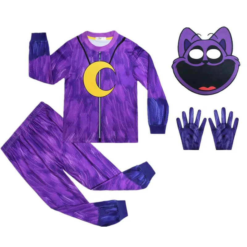 Disfraz de gato sonriente, conjunto de pijama de gato sonriente, modelo de siesta de gato, ropa Cos, regalo de cumpleaños de Halloween para niños
