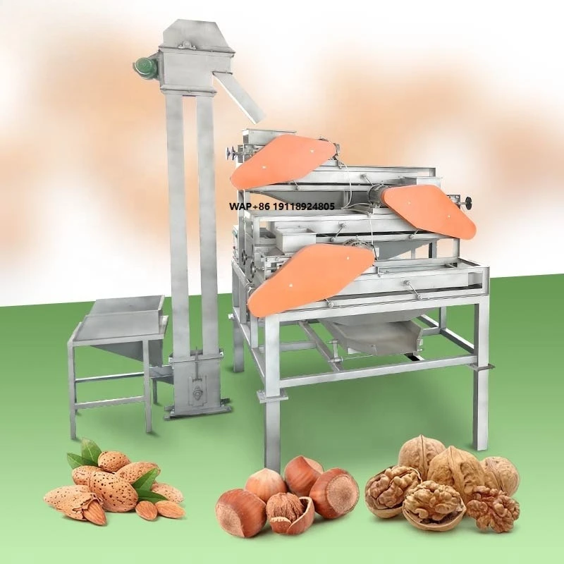 Hazelnut Sheller Removing Shell Seed Vibrating Screen Crush Palm Nut Cracking and Sorting Machine for Breaking